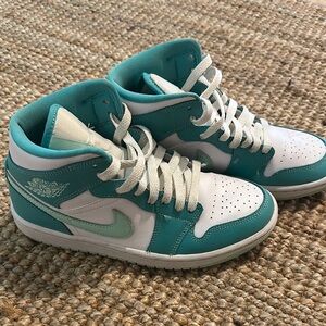 Jordan Teal and White High-Top Sneakers